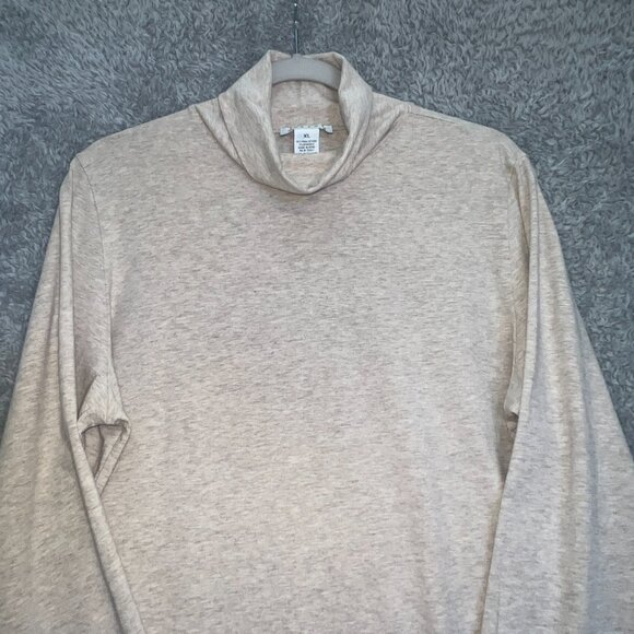 Tweeds Womens Beige Cotton Long Sleeve Turtleneck XL‎ Neutral Minimalist Chic - Picture 5 of 9